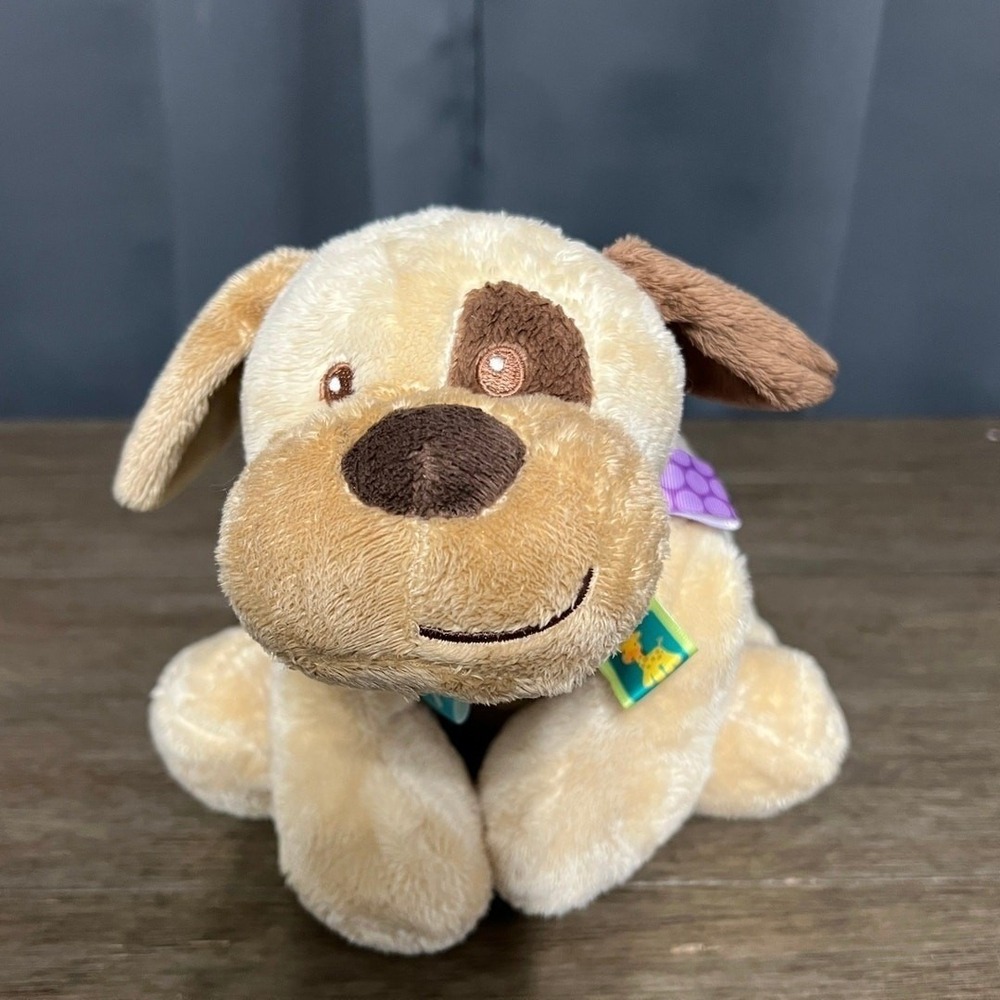 Taggies Signature Collection Buddy Dog Plush Tan Brown Eye Patch Sensory Toy